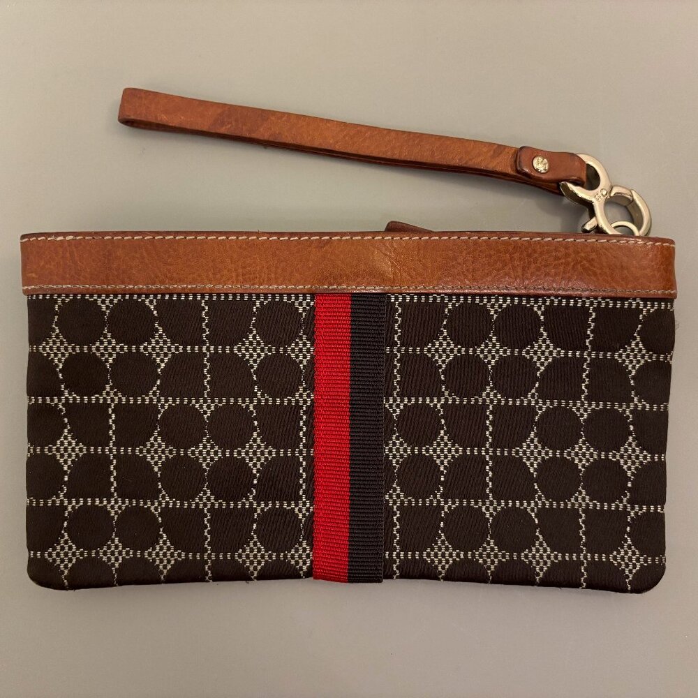 Kate Spade Signature Pattern Wristlet with Ribbon Stripe